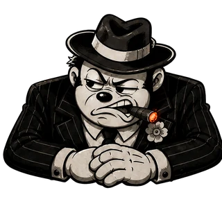 Disgusted, a transparent render of the gangster boss character